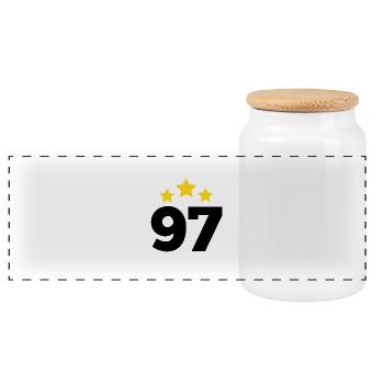97 Years Star - 97th Anniversary Gift - Panoramic Cookie Jar with Wooden Lid - white - Front