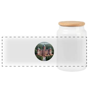 Heidelberger Schloss - Boîte à biscuits avec couvercle en bois - blanc - Devant