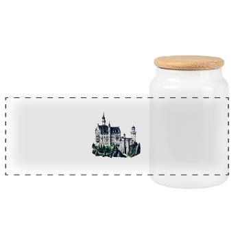 Schloss Neuschwanstein - Panorama Keksdose mit Holzdeckel - Weiß - Vorne