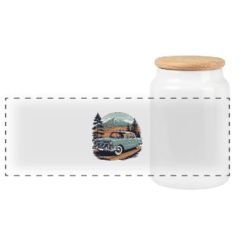 vintage Car 5349 - Panorama Keksdose mit Holzdeckel - Weiß - Vorne