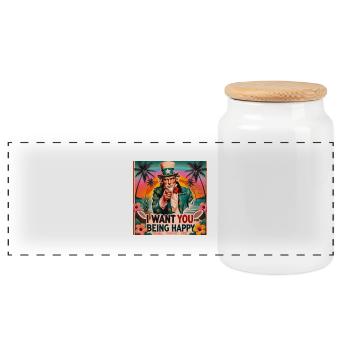 PARADISE PATRIOT - Panoramic Cookie Jar with Wooden Lid - white - Front