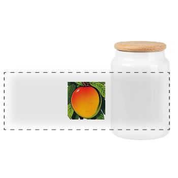 Mango auf einem Baum - Panorama Keksdose mit Holzdeckel - Weiß - Vorne