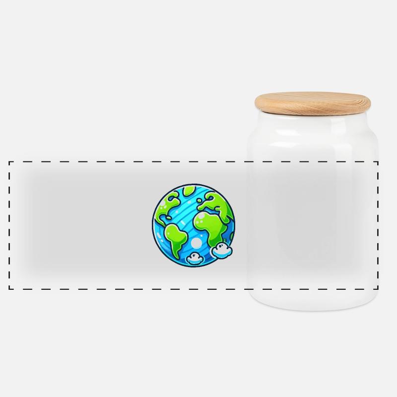 erde planet - Panorama Keksdose mit Holzdeckel - Weiß