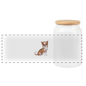 Chihuahua Princess - Panorama Keksdose mit Holzdeckel - Weiß - Vorne