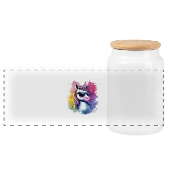 Bébé licorne - Boîte à biscuits avec couvercle en bois - blanc - Devant