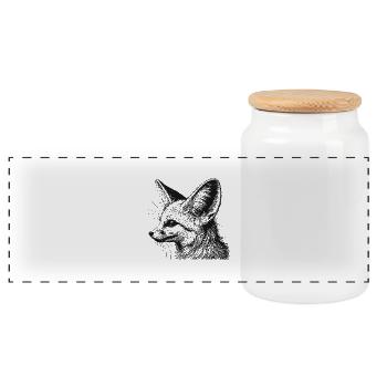 Fennec - Panoramic Cookie Jar with Wooden Lid - white - Front