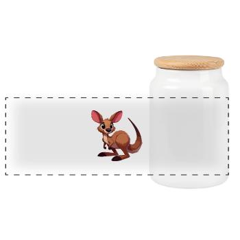 Kangourou Joey - Boîte à biscuits avec couvercle en bois - blanc - Devant