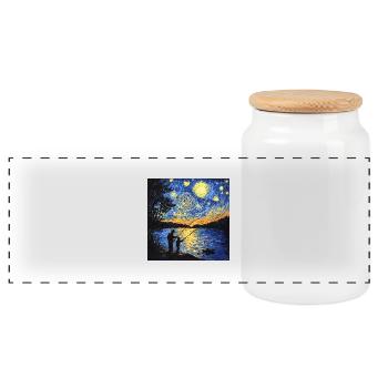 Pêcheur Van Gogh - Boîte à biscuits avec couvercle en bois - blanc - Devant
