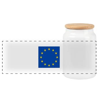 Drapeau de l’Europe - Boîte à biscuits avec couvercle en bois - blanc - Devant
