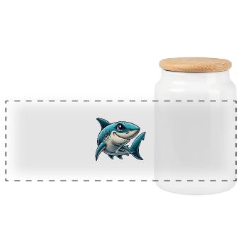 Shark Comic - Panoramic Cookie Jar with Wooden Lid - white - Front