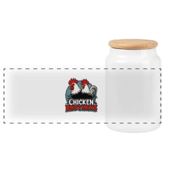 Chicken Brothers 342307 - Panorama Keksdose mit Holzdeckel - Weiß - Vorne