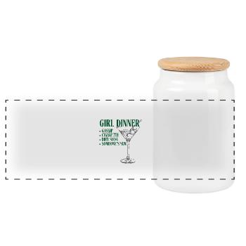 Girl Dinner Grün - Panorama Keksdose mit Holzdeckel - Weiß - Vorne