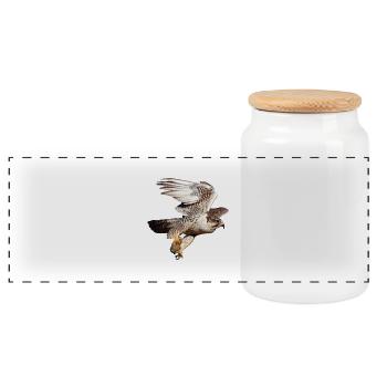 Faucon sacré en vol - Boîte à biscuits avec couvercle en bois - blanc - Devant