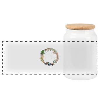Brautzeuge Krone Boho Blumen - Panorama Keksdose mit Holzdeckel - Weiß - Vorne