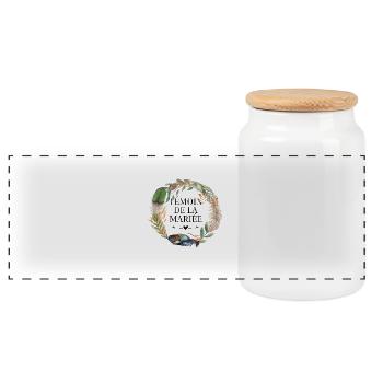 Brautzeuge Krone Boho Blumen - Panorama Keksdose mit Holzdeckel - Weiß - Vorne