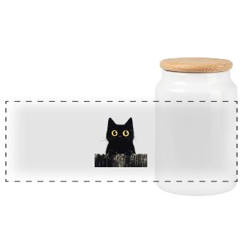 Feed Me Human, Cat lover shirt, Bags, Shirt, Tank - Panoramic Cookie Jar with Wooden Lid - white - Front