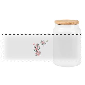Letter g pink flowers - Panoramic Cookie Jar with Wooden Lid - white - Front