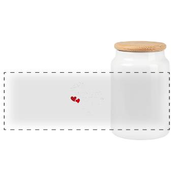 It's planned for April - pregnancy announcement - Panoramic Cookie Jar with Wooden Lid - white - Front
