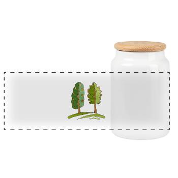Tree - Panoramic Cookie Jar with Wooden Lid - white - Front