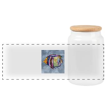 Poisson - Boîte à biscuits avec couvercle en bois - blanc - Devant