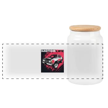 MOTORLIFE Red Passion - Boîte à biscuits avec couvercle en bois - blanc - Devant