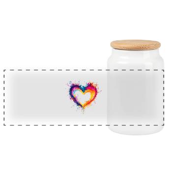 Colorful Heart Love Valentine's Day Gift - Panoramic Cookie Jar with Wooden Lid - white - Front