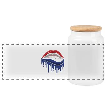 Lèvres de dessin animé aux couleurs des Pays-Bas - Boîte à biscuits avec couvercle en bois - blanc - Devant