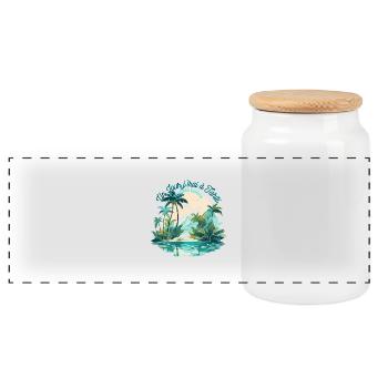Un jour j irai à Tahiti - Boîte à biscuits avec couvercle en bois - blanc - Devant