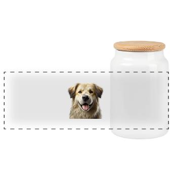Hund - Panorama Keksdose mit Holzdeckel - Weiß - Vorne