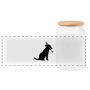 Dog Birthday New Year's Eve Party Hat Celebrate Toad - Panoramic Cookie Jar with Wooden Lid - white - Front