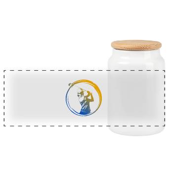 Golfer Silhouette Bunt - Panorama Keksdose mit Holzdeckel - Weiß - Vorne