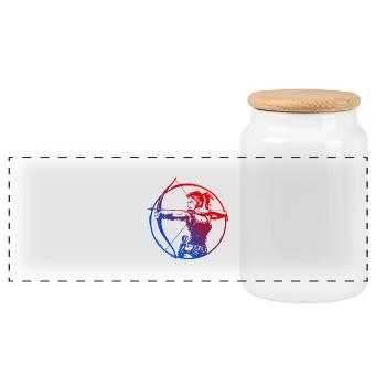 Tir à l’arc Silhouette Coloré - Boîte à biscuits avec couvercle en bois - blanc - Devant