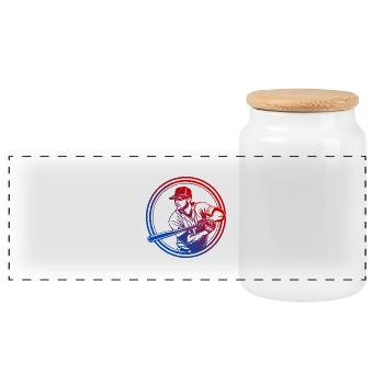 Silhouette de baseball coloré - Boîte à biscuits avec couvercle en bois - blanc - Devant