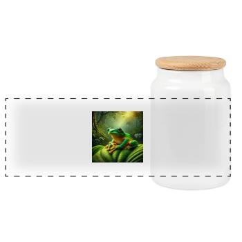 Kambo Frog - Panorama Keksdose mit Holzdeckel - Weiß - Vorne