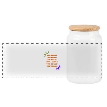 Sarcastic "You Bring Joy When You Leave" Design - Panoramic Cookie Jar with Wooden Lid - white - Front
