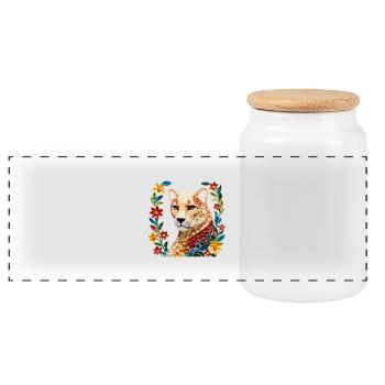 Tigre - Boîte à biscuits avec couvercle en bois - blanc - Devant