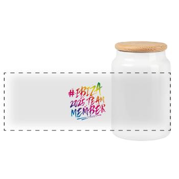 Ibiza 2025 Équipe Coloré - Boîte à biscuits avec couvercle en bois - blanc - Devant