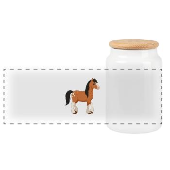 Falabella pony real - Panoramic Cookie Jar with Wooden Lid - white - Front