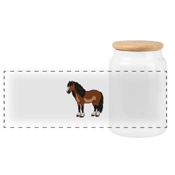 Fell horse real - Panoramic Cookie Jar with Wooden Lid - white - Front