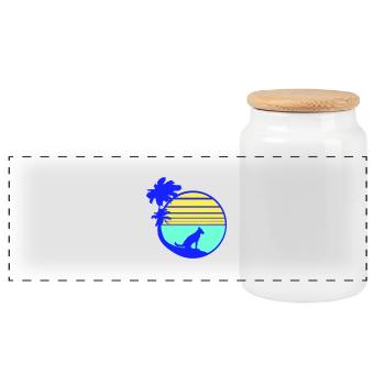 Dog Beach Holiday Sun Sea Palm Trees Holiday Beautiful - Panoramic Cookie Jar with Wooden Lid - white - Front