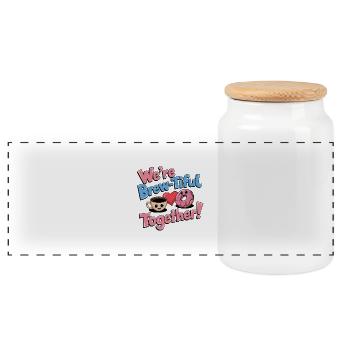 We're Brew-tiful together - Boîte à biscuits avec couvercle en bois - blanc - Devant