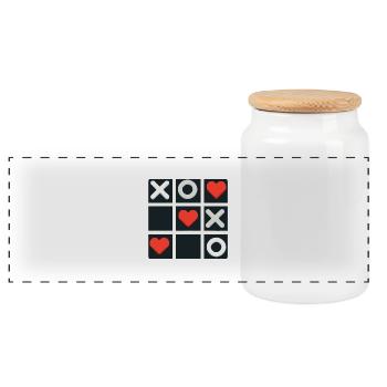 Tic Tac Toe Liebe gewinnt - Panorama Keksdose mit Holzdeckel - Weiß - Vorne