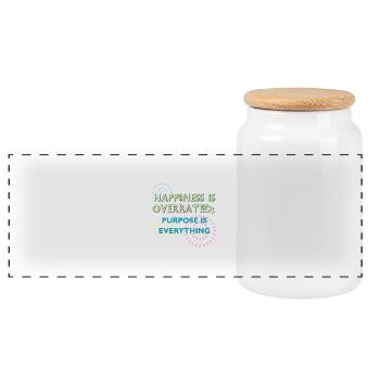 Purpose Is Everything Inspirational Design - Panoramic Cookie Jar with Wooden Lid - white - Front