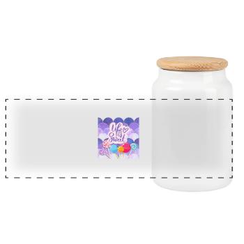 Life Is Sweet - Colourful Candy Lollipop Design - Panoramic Cookie Jar with Wooden Lid - white - Front