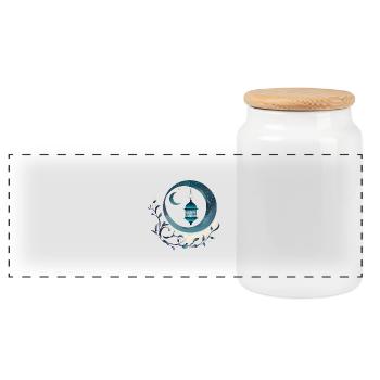 Ramadan Gift Eid Mubarak Islam Allah Muslim - Panoramic Cookie Jar with Wooden Lid - white - Front
