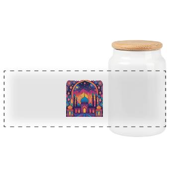 Ramadan Gift Eid Mubarak Islam Allah Muslim - Panoramic Cookie Jar with Wooden Lid - white - Front