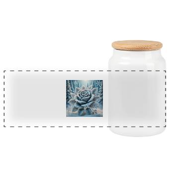 Winter Rose Z - Panorama Keksdose mit Holzdeckel - Weiß - Vorne