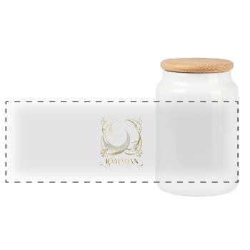 Ramadan Gift Eid Mubarak Islam Allah Muslim - Panoramic Cookie Jar with Wooden Lid - white - Front