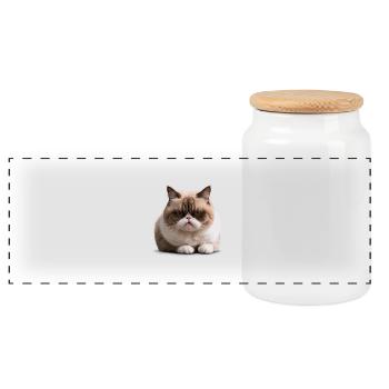 Chat du lundi, Chat , Lundi - Boîte à biscuits avec couvercle en bois - blanc - Devant