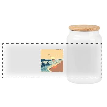 Endless Waves – Retro Beach Vibes - Panorama Keksdose mit Holzdeckel - Weiß - Vorne